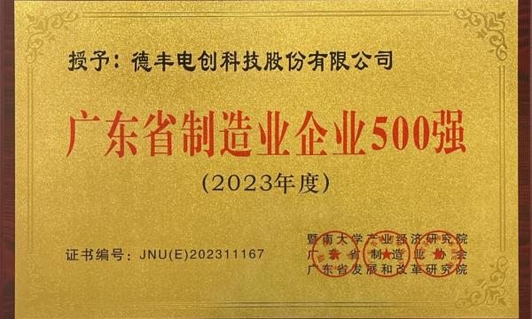 Guangdong Province Top 500 Manufacturing Plaques 2023 HD Edition